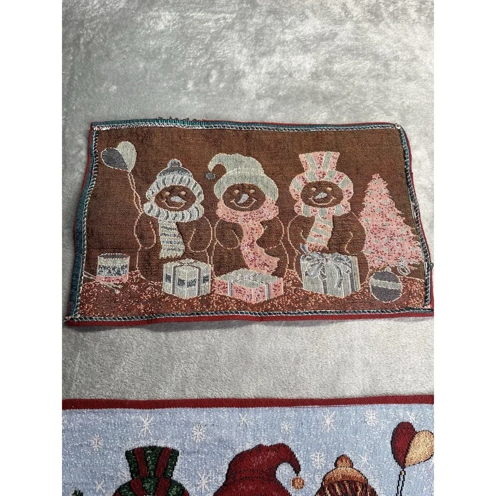 4 Tapestry Snowmen Family Placemats Holiday Christmas Snow Vintage